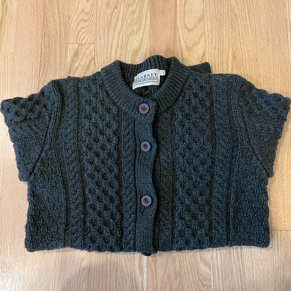 Aran Lumber Cardigan Sweater Green size Small
